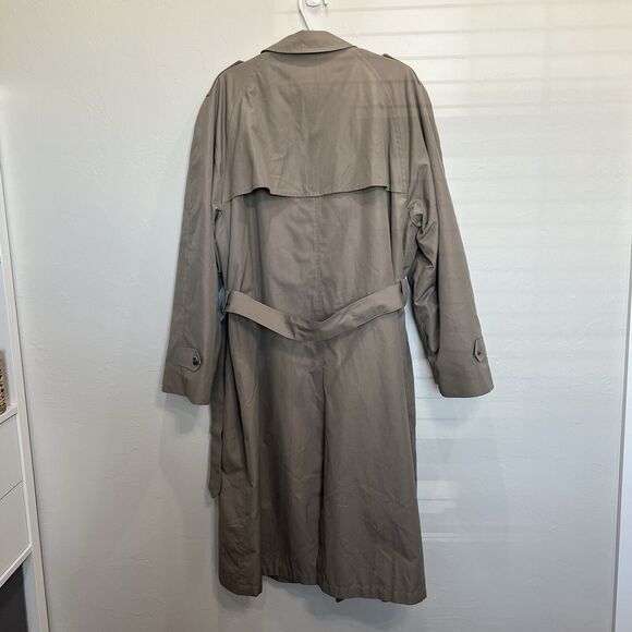 HART SCHAFFNER MARX 44L Trench Coat Tan Wool Blend Lining Double Breasted Men’s - Picture 9 of 16